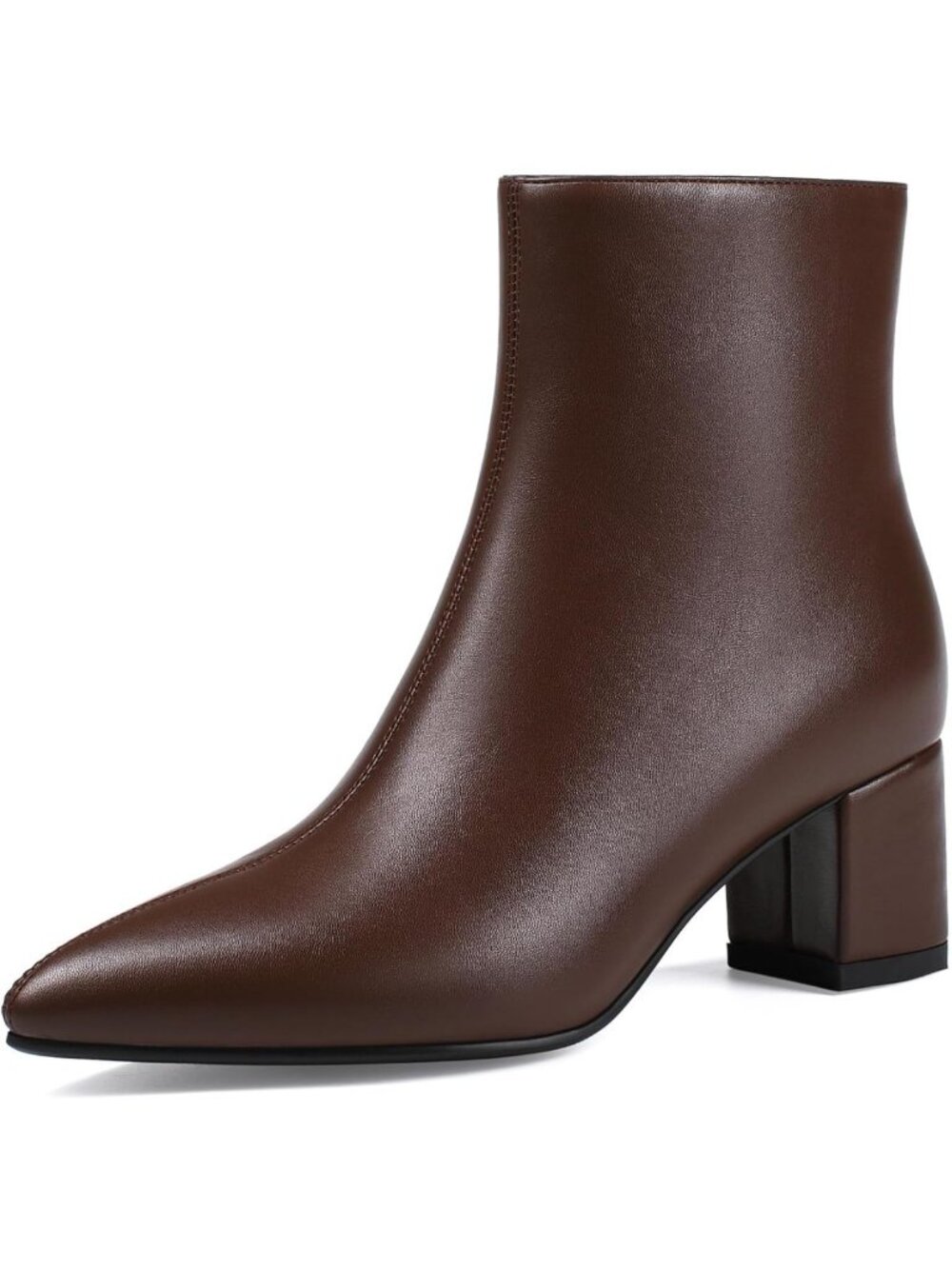 Chic Pointed Toe Ankle Booties for Women - Chunky Block Low Heel Footwear